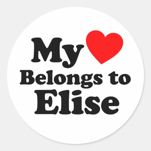 Mijn hart behoort tot Elise Ronde Sticker (Voorkant)