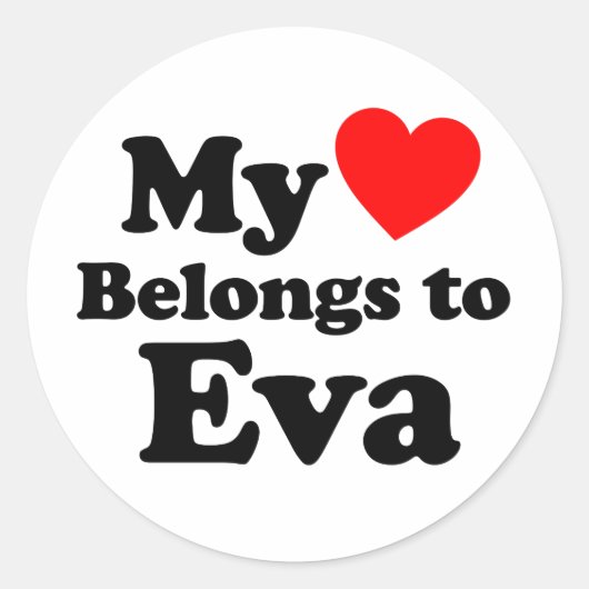 Mijn hart behoort tot Eva Ronde Sticker (Voorkant)