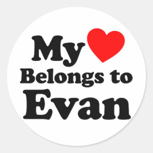 Mijn hart behoort tot Evan Ronde Sticker
