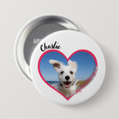 Mijn hart behoort tot gepersonaliseerde hondenfoto ronde button 7,6 cm (Voorkant /achterkant)