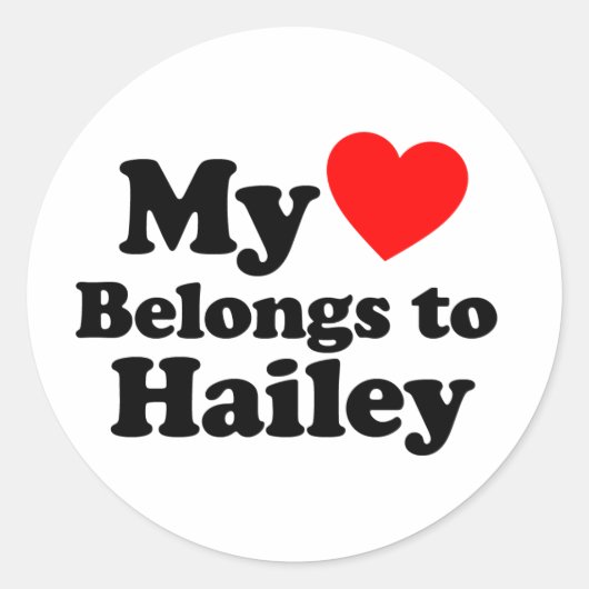 Mijn hart behoort tot Hailey Ronde Sticker (Voorkant)