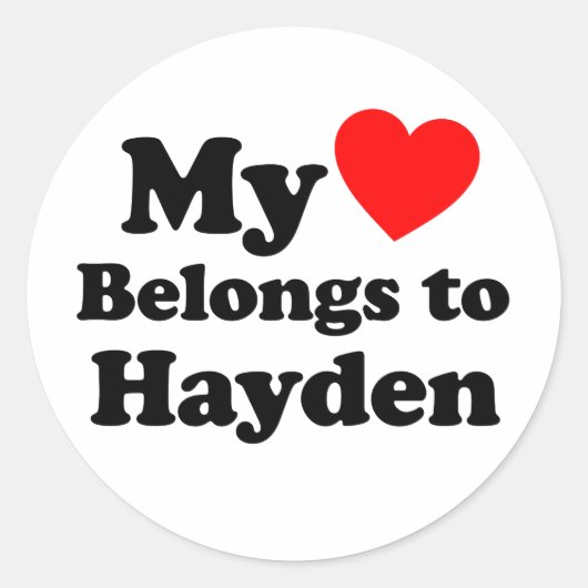 Mijn hart behoort tot Hayden Ronde Sticker (Voorkant)