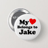 Mijn hart behoort tot Jake Ronde Button 5,7 Cm (Voorkant /achterkant)