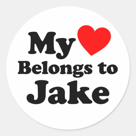 Mijn hart behoort tot Jake Ronde Sticker (Voorkant)