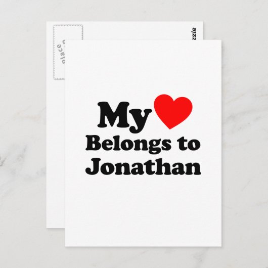 Mijn hart behoort tot Jonathan Briefkaart (Voorkant / Achterkant)