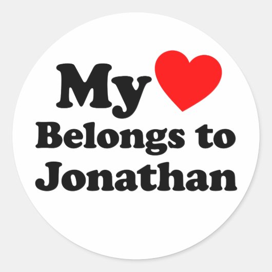 Mijn hart behoort tot Jonathan Ronde Sticker (Voorkant)