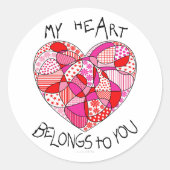 Mijn hart behoort tot jou hartstikker | Ronde Sticker (Voorkant)