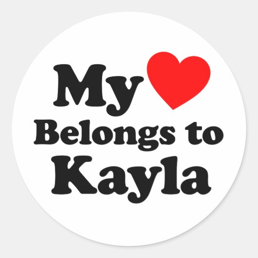 Mijn Hart behoort tot Kayla Ronde Sticker (Voorkant)