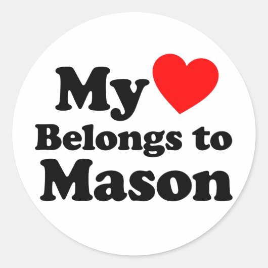 Mijn hart behoort tot Mason Ronde Sticker (Voorkant)