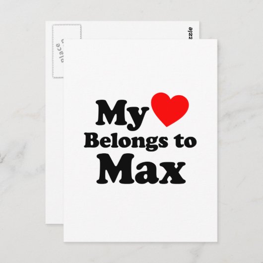 Mijn hart behoort tot Max Briefkaart (Voorkant / Achterkant)