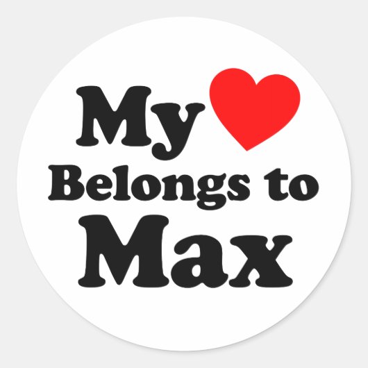 Mijn hart behoort tot Max Ronde Sticker (Voorkant)
