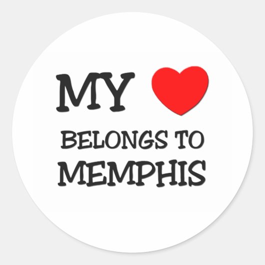 Mijn hart behoort tot MEMPHIS Ronde Sticker (Voorkant)