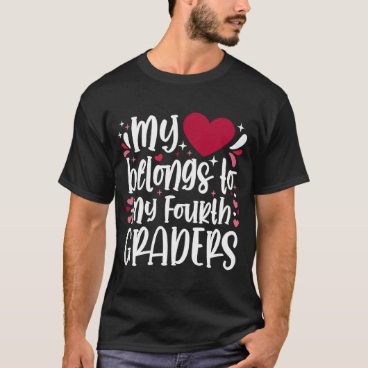 Mijn hart behoort tot mijn vierde klas Valentijnse T-shirt (Voorkant)