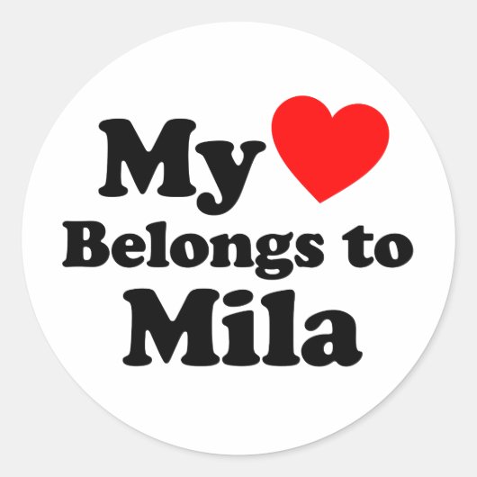 Mijn hart behoort tot Mila Ronde Sticker (Voorkant)