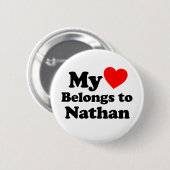 Mijn hart behoort tot Nathan Ronde Button 5,7 Cm (Voorkant /achterkant)