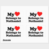 Mijn hart behoort tot Nathaniel Rechthoekige Sticker (Vel)