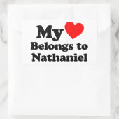 Mijn hart behoort tot Nathaniel Rechthoekige Sticker (Tas)