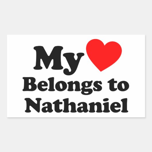 Mijn hart behoort tot Nathaniel Rechthoekige Sticker (Voorkant)