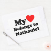Mijn hart behoort tot Nathaniel Rechthoekige Sticker (Envelop)