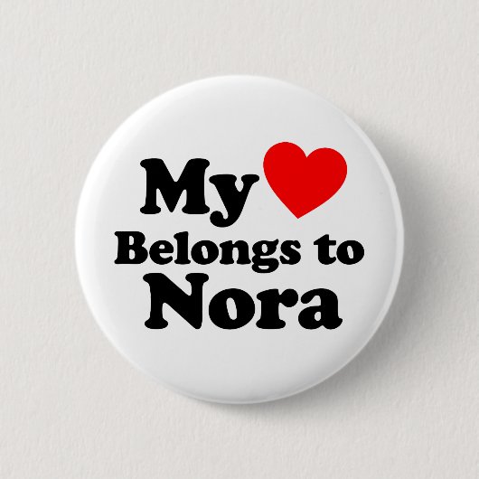 Mijn hart behoort tot Nora Ronde Button 5,7 Cm (Voorkant)