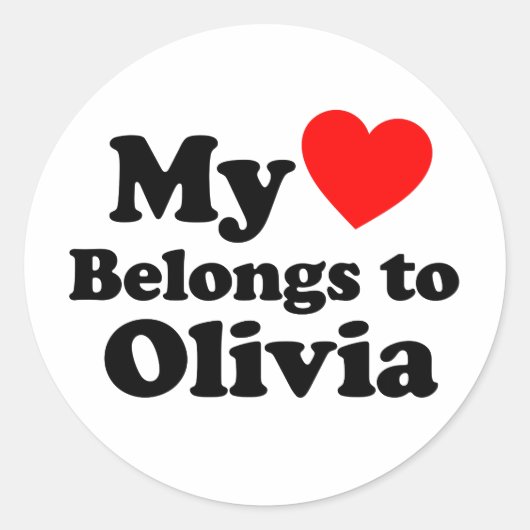 Mijn hart behoort tot Olivia Ronde Sticker (Voorkant)