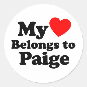 Mijn hart behoort tot Paige Ronde Sticker