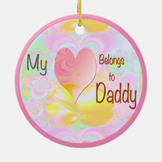 Mijn hart behoort tot papa Holiday Keramisch Ornament (Achterkant)