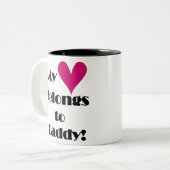 Mijn hart behoort tot papa tweekleurige koffiemok (Voorkant links)