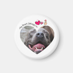 Mijn hart behoort tot Pitbull hond aangepaste foto Magneet