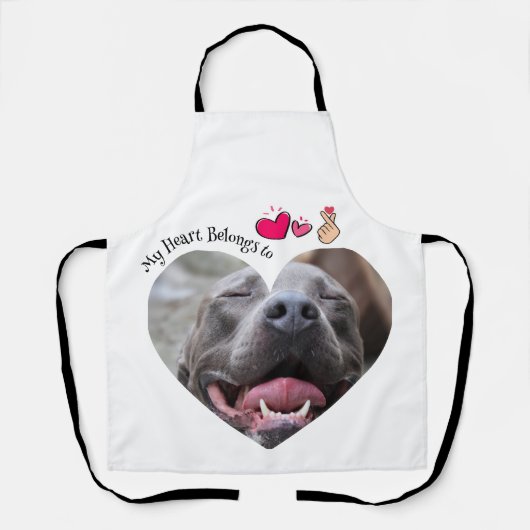 Mijn hart behoort tot Pitbull hond aangepaste foto Schort (Voorkant)
