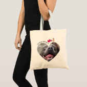 Mijn hart behoort tot Pitbull hond aangepaste foto Tote Bag (Voorkant (product))