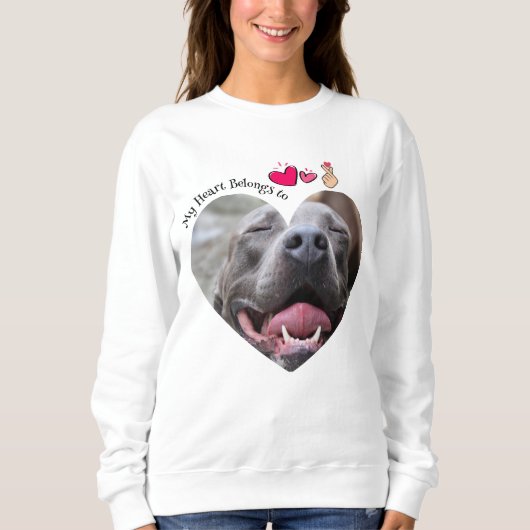 Mijn hart behoort tot Pitbull hond aangepaste foto Trui (Voorkant)