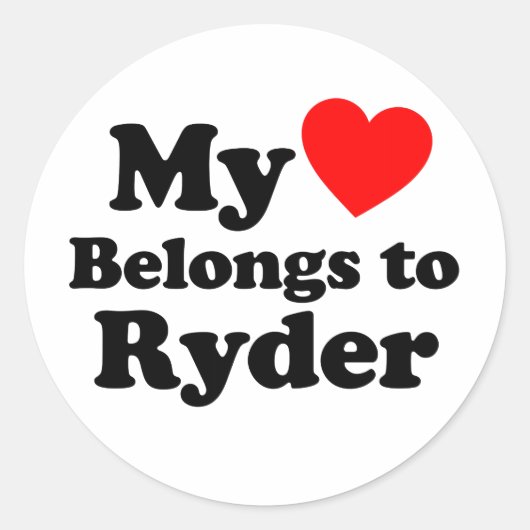 Mijn hart behoort tot Ryder Ronde Sticker (Voorkant)