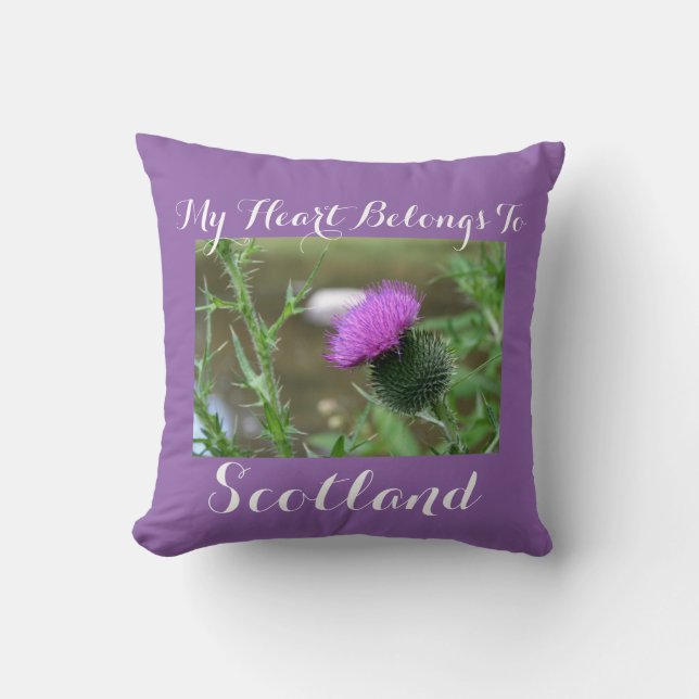 "Mijn hart behoort tot Schotland" Thistle Pillow Kussen (Voorkant)