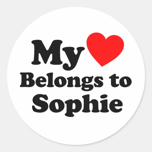 Mijn hart behoort tot Sophie Ronde Sticker (Voorkant)