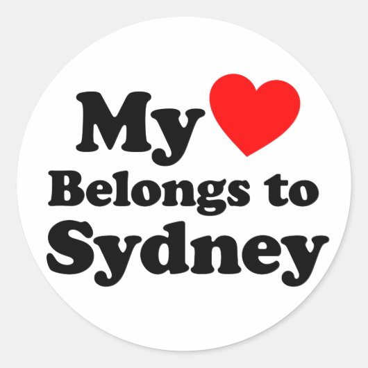 Mijn hart behoort tot Sydney Ronde Sticker (Voorkant)