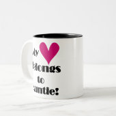 Mijn hart behoort tot tante tweekleurige koffiemok (Voorkant links)