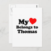 Mijn hart behoort tot Thomas Briefkaart (Voorkant / Achterkant)
