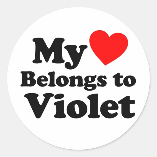 Mijn hart behoort tot Violet Ronde Sticker (Voorkant)
