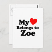 Mijn hart behoort tot Zoe Briefkaart (Voorkant / Achterkant)