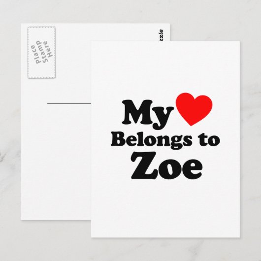 Mijn hart behoort tot Zoe Briefkaart (Voorkant / Achterkant)