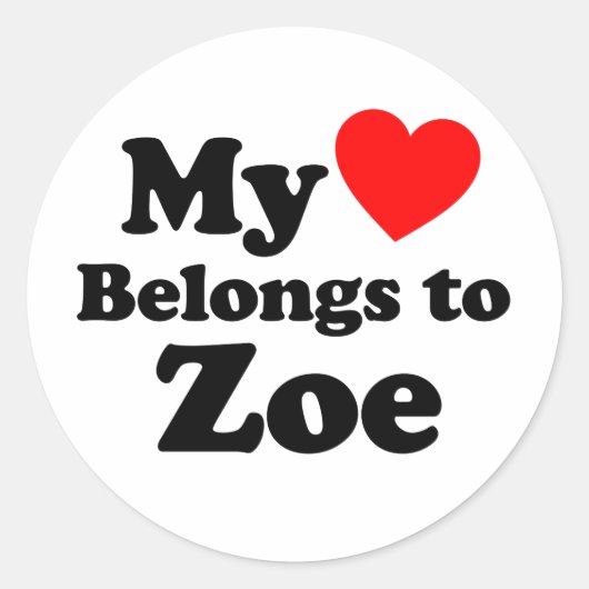 Mijn hart behoort tot Zoe Ronde Sticker (Voorkant)