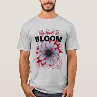Mijn hart bloeit Kwegerig bloemenprint Bloedige ma T-shirt
