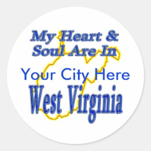 Mijn hart en ziel zijn in West Virginia Ronde Sticker