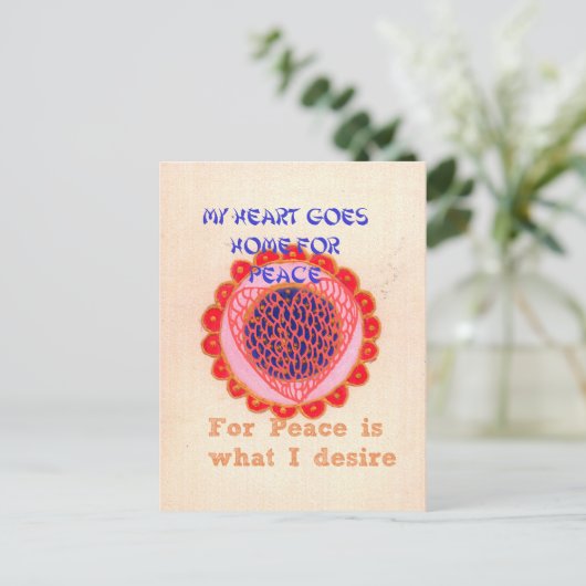 "Mijn hart gaat naar huis voor vrede" Art Print Briefkaart (Staand voorkant)