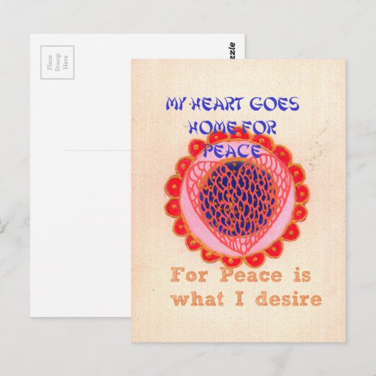 "Mijn hart gaat naar huis voor vrede" Art Print Briefkaart (Voorkant / Achterkant)