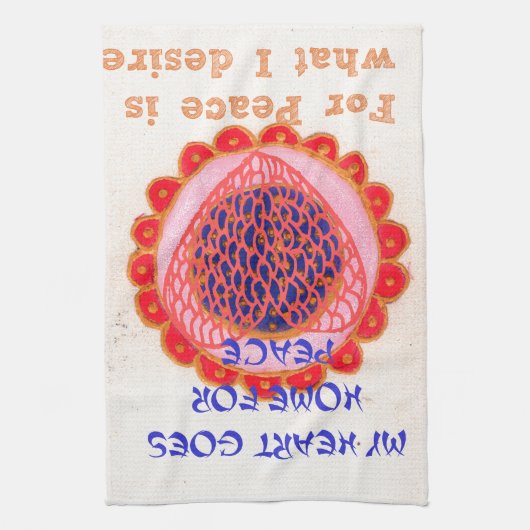 "Mijn hart gaat naar huis voor vrede" Art Print Theedoek (Verticaal)