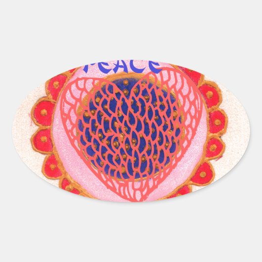 Mijn hart gaat naar huis voor vrede.png ovale sticker (Voorkant)