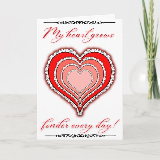 Mijn hart groeit Fonder Valentijnsdag Kaart (Voorkant)