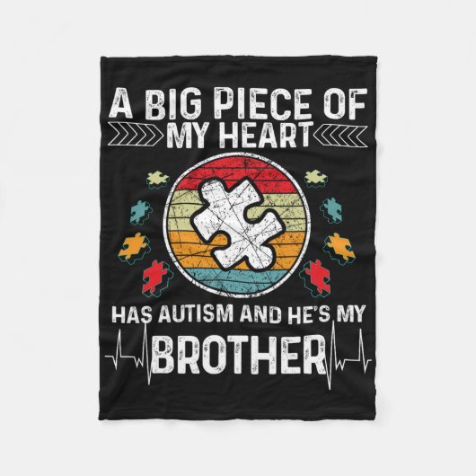 Mijn hart heeft autisme en hij is mijn broer fleece deken (Voorkant)